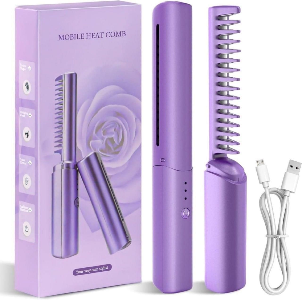 Portable Mini Hair Straightener — Cordless, Rechargeable, Adjustable