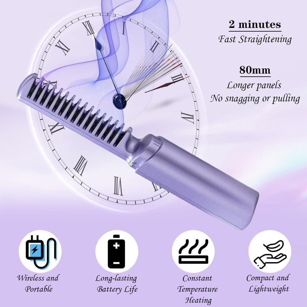 Portable Mini Hair Straightener — Cordless, Rechargeable, Adjustable