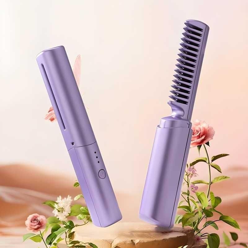 Portable Mini Hair Straightener — Cordless, Rechargeable, Adjustable