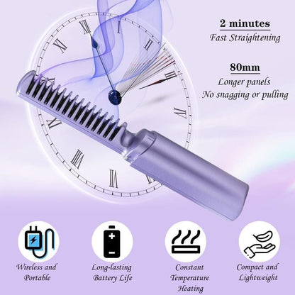 Portable Mini Hair Straightener — Cordless, Rechargeable, Adjustable