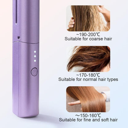 Portable Mini Hair Straightener — Cordless, Rechargeable, Adjustable